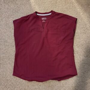 Fabletics oversized burgundy scrub top and medium petite bottoms